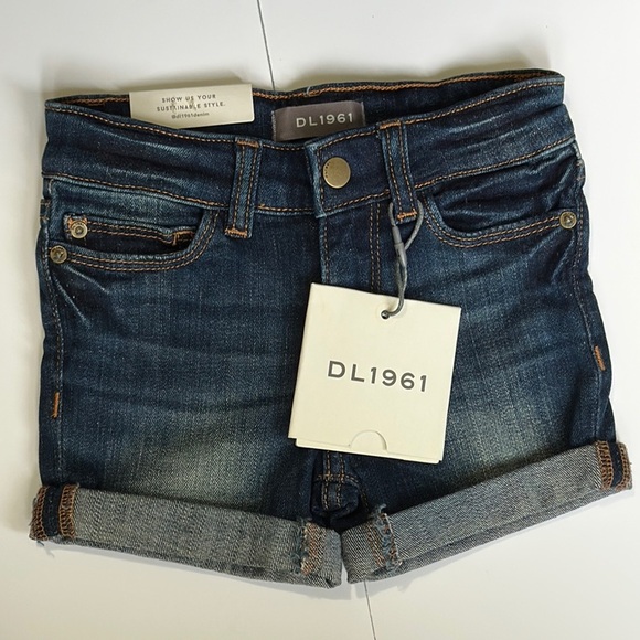 DL1961 Piper Denim Shorts w/ Cuffed Hem Internal Adjustable Belt Toddler 3 NWT - Picture 1 of 8